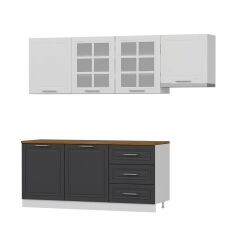 Minar 240 Cm Mebran C Mutfak Dolabı Beyaz Antrasit 240-Mcba2