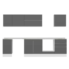 Alvinka 315X210 Cm High Gloss Mutfak Dolabı M-E90S45S60-2 High Gloss | Antrasit - Suntalam