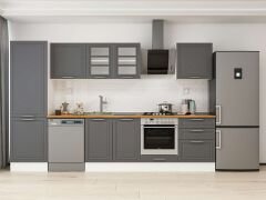 Alvinka 320X210 Cm Klasik Mebran Mutfak Dolabı Mb-E80B60S60-3 Mebran | Antrasit - Suntalam