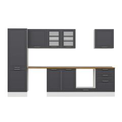 Alvinka 320X210 Cm Klasik Mebran Mutfak Dolabı Mb-E80B60S60-3 Mebran | Antrasit - Suntalam