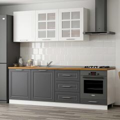 Minar 240 Cm Mebran C Mutfak Dolabı Beyaz Antrasit 240-Mcba3