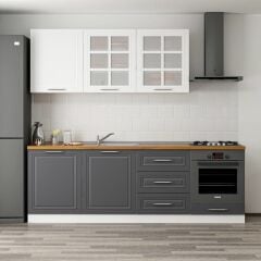 Minar 240 Cm Mebran C Mutfak Dolabı Beyaz Antrasit 240-Mcba3