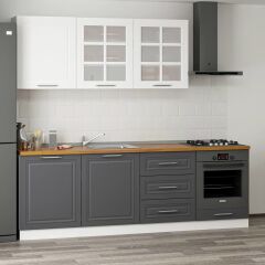 Minar 240 Cm Mebran C Mutfak Dolabı Beyaz Antrasit 240-Mcba3