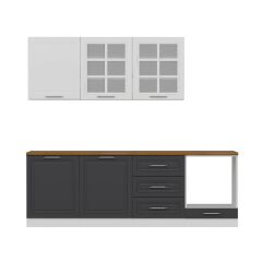 Minar 240 Cm Mebran C Mutfak Dolabı Beyaz Antrasit 240-Mcba3