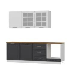 Minar 240 Cm Mebran C Mutfak Dolabı Beyaz Antrasit 240-Mcba3