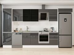 Alvinka 390X222 Cm High Gloss Mutfak Dolabı Mbb-E90B50S50-3 High Gloss | Antrasit - Mdf