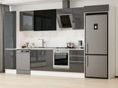 Alvinka 390X222 Cm High Gloss Mutfak Dolabı Mbb-E90B50S50-3 High Gloss | Antrasit - Mdf