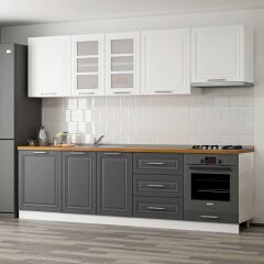 Minar 270 Cm Mebran C Mutfak Dolabı Beyaz Antrasit 270-Mcba1