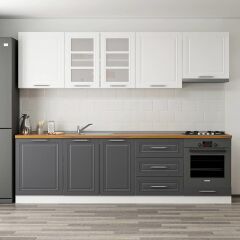 Minar 270 Cm Mebran C Mutfak Dolabı Beyaz Antrasit 270-Mcba1