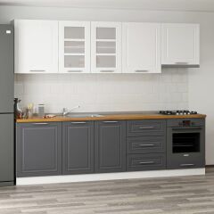 Minar 270 Cm Mebran C Mutfak Dolabı Beyaz Antrasit 270-Mcba1