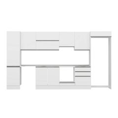 Alvinka 400X222 Cm High Gloss Mutfak Dolabı Mbb-E90B50S60-1 High Gloss | Beyaz - Suntalam