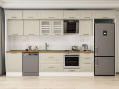 Alvinka 390X240 Cm Klasik Mebran Mutfak Dolabı Mb-E80S60S50-3 Mebran | Kumtaşı - Mdf