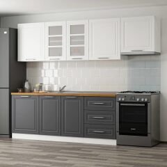 Mi̇Nar 270 Cm Mebran C Mutfak Dolabi Beyaz Antrasi̇T 270-Mcba2