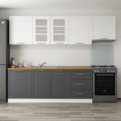 Mi̇Nar 270 Cm Mebran C Mutfak Dolabi Beyaz Antrasi̇T 270-Mcba2