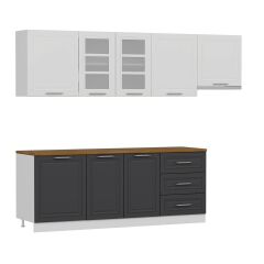 Mi̇Nar 270 Cm Mebran C Mutfak Dolabi Beyaz Antrasi̇T 270-Mcba2