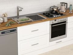 Alvinka 400X240 Cm Klasik Mebran Mutfak Dolabı Mb-E80S60S60-1 Mebran | Beyaz - Suntalam