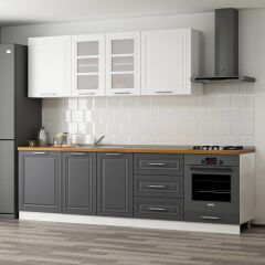 Minar 270 Cm Mebran C Mutfak Dolabı Beyaz Antrasit 270-Mcba3