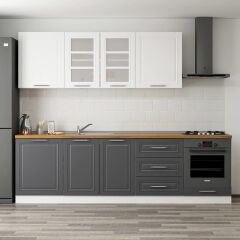 Minar 270 Cm Mebran C Mutfak Dolabı Beyaz Antrasit 270-Mcba3