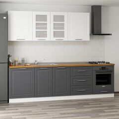 Minar 270 Cm Mebran C Mutfak Dolabı Beyaz Antrasit 270-Mcba3