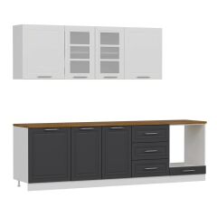 Minar 270 Cm Mebran C Mutfak Dolabı Beyaz Antrasit 270-Mcba3