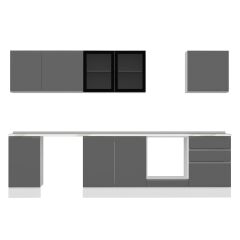 Alvinka 315X210 Cm High Gloss Mutfak Dolabı M-E90S45S60-3 High Gloss | Antrasit - Suntalam