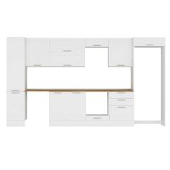 Alvinka 385X222 Cm Klasik Mebran Mutfak Dolabı Mbb-E80B45S60-2 Mebran | Beyaz - Mdf