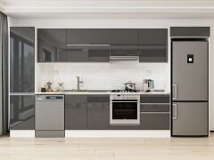 Alvinka 400X222 Cm High Gloss Mutfak Dolabı Mbb-E90B50S60-1 High Gloss | Antrasit - Mdf