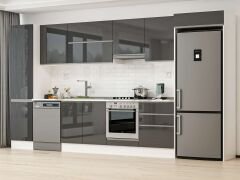 Alvinka 400X222 Cm High Gloss Mutfak Dolabı Mbb-E90B50S60-1 High Gloss | Antrasit - Mdf