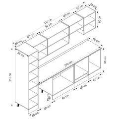 Alvinka 310X210 Cm Klasik Mebran Mutfak Dolabı Beyaz Beyaz Mb-E90B40S60-1