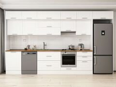 Alvinka 400X240 Cm Klasik Mebran Mutfak Dolabı Mb-E80S60S60-1 Mebran | Beyaz - Mdf