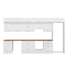 Alvinka 400X240 Cm Klasik Mebran Mutfak Dolabı Mb-E80S60S60-1 Mebran | Beyaz - Mdf