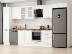 Alvinka 385X222 Cm Klasik Mebran Mutfak Dolabı Mbb-E80B45S60-3 Mebran | Beyaz - Suntalam