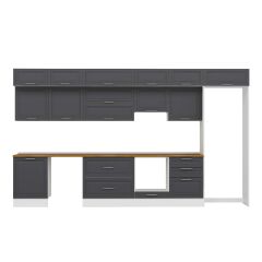 Alvinka 400X240 Cm Klasik Mebran Mutfak Dolabı Mb-E80S60S60-1 Mebran | Antrasit - Mdf