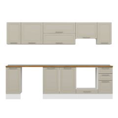 Alvinka 290X210 Cm Klasik Mebran Mutfak Dolabı M-E90S40S40-1 Mebran | Kumtaşı - Suntalam