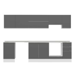 Alvinka 300X210 Cm High Gloss Mutfak Dolabı M-E90S50S40-1 High Gloss | Antrasit - Suntalam