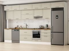 Alvinka 400X240 Cm Klasik Mebran Mutfak Dolabı Mb-E80S60S60-1 Mebran | Kumtaşı - Mdf