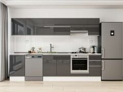 Alvinka 300X210 Cm High Gloss Mutfak Dolabı M-E90S50S40-1 High Gloss | Antrasit - Mdf