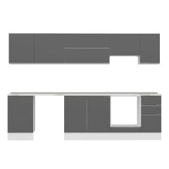 Alvinka 300X210 Cm High Gloss Mutfak Dolabı M-E90S50S40-1 High Gloss | Antrasit - Mdf