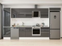 Alvinka 400X222 Cm High Gloss Mutfak Dolabı Mbb-E90B50S60-2 High Gloss | Antrasit - Mdf