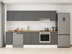 Alvinka 290X210 Cm Klasik Mebran Mutfak Dolabı M-E90S40S40-1 Mebran | Antrasit - Mdf