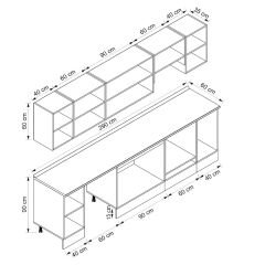 Alvinka 290X210 Cm Klasik Mebran Mutfak Dolabı M-E90S40S40-1 Mebran | Antrasit - Mdf