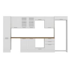 Alvinka 385X222 Cm Klasik Mebran Mutfak Dolabı Mbb-E80B45S60-3 Mebran | Beyaz - Mdf