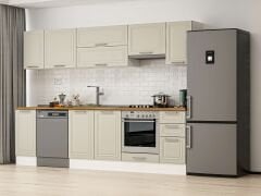 Alvinka 290X210 Cm Klasik Mebran Mutfak Dolabı M-E90S40S40-1 Mebran | Kumtaşı - Mdf