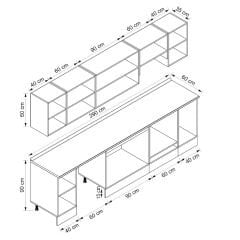 Alvinka 290X210 Cm Klasik Mebran Mutfak Dolabı M-E90S40S40-1 Mebran | Kumtaşı - Mdf