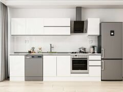 Alvinka 300X210 Cm High Gloss Mutfak Dolabı M-E90S50S40-2 High Gloss | Beyaz - Mdf