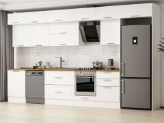 Alvinka 400X240 Cm Klasik Mebran Mutfak Dolabı Mb-E80S60S60-2 Mebran | Beyaz - Mdf