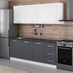 Minar 215 Cm Mutfak Dolabı Beyaz Antrasit 215-A2