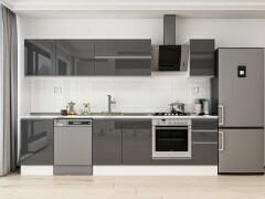 Alvinka 300X210 Cm High Gloss Mutfak Dolabı M-E90S50S40-2 High Gloss | Antrasit - Mdf