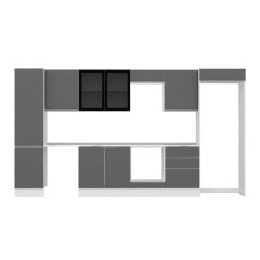 Alvinka 400X222 Cm High Gloss Mutfak Dolabı Mbb-E90B50S60-3 High Gloss | Antrasit - Mdf