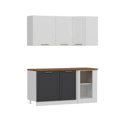 Minar 165Cm Köşe Mutfak Dolabı Beyaz Antrasit K165-Mcba1